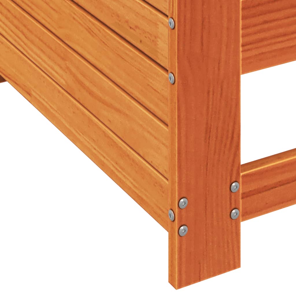 Divano Giardino Senza Braccioli con Cuscino-Sofa da Giardino-Divanetto da esterno Marrone Cera Pino 913485