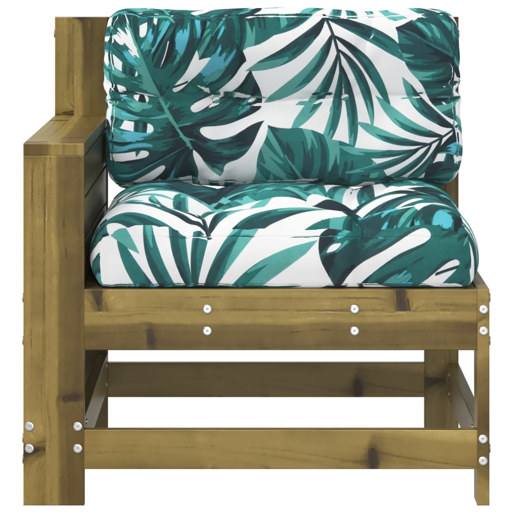 Divano da Giardino Senza Braccioli con Cuscini Impregnato Pino 844924