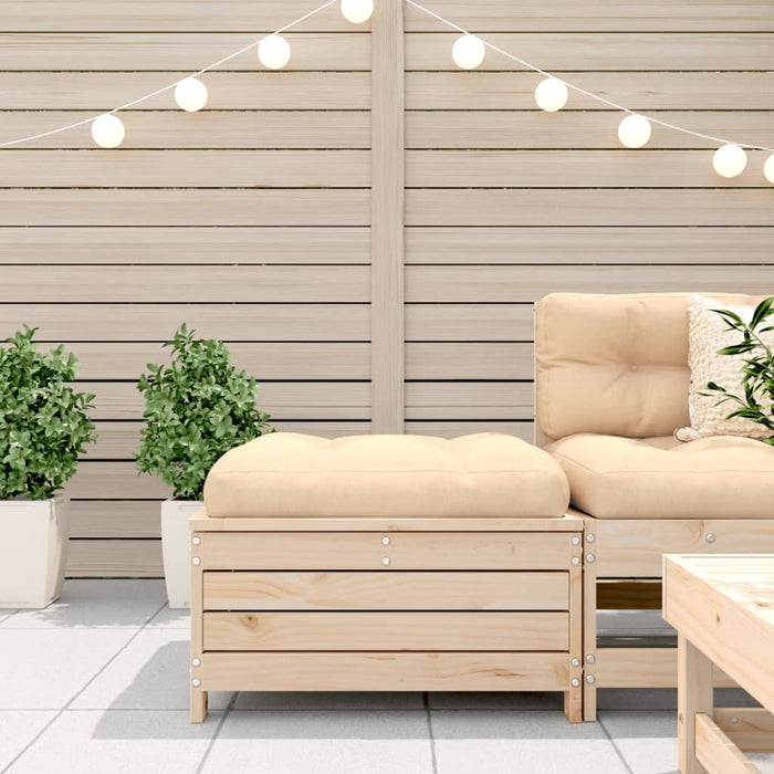 Poggiapiedi da Giardino con Cuscino in Legno Massello di Pino 844925