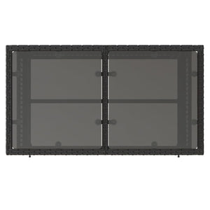 Set Divani da Giardino 4 pz con Cuscini Nero Polyrattan Vetro 368134