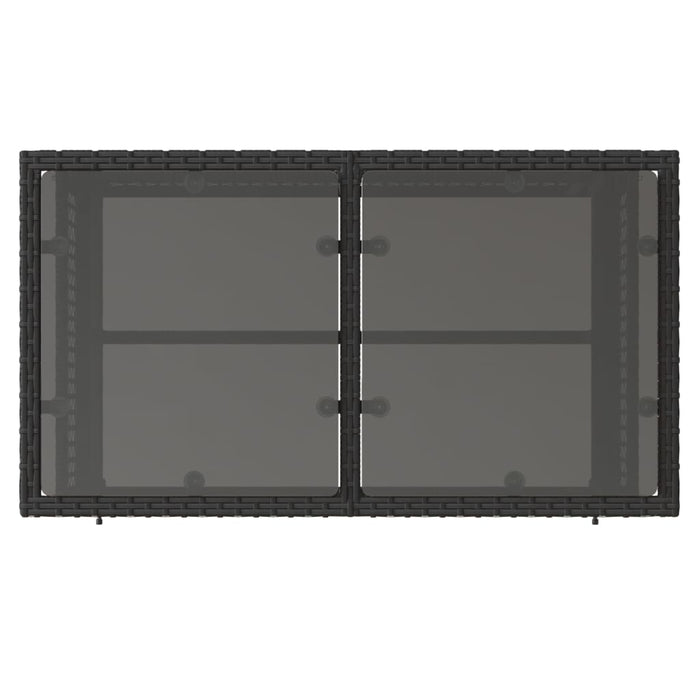 Set Divani da Giardino 4 pz con Cuscini Nero Polyrattan Vetro 368134