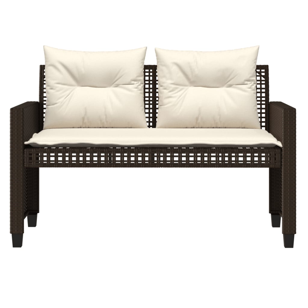 Set Divano da Giardino 4 pz Cuscini-Sofa da Giardino-Divanetto da esterno Marrone Polyrattan e Vetro