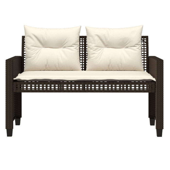 Set Divano da Giardino 4 pz Cuscini-Sofa da Giardino-Divanetto da esterno Marrone Polyrattan e Vetro