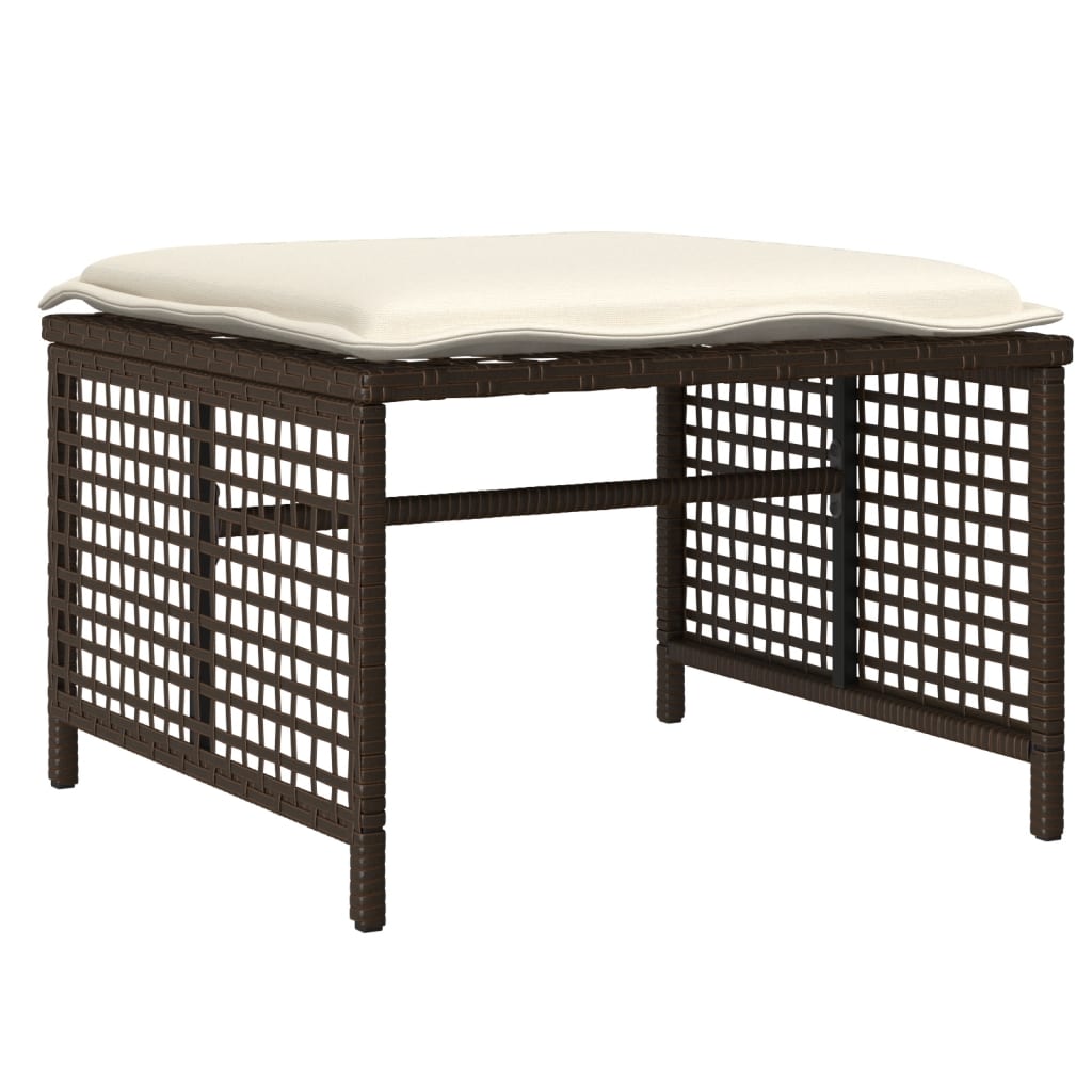 Set Divano da Giardino 4 pz Cuscini-Sofa da Giardino-Divanetto da esterno Marrone Polyrattan e Vetro