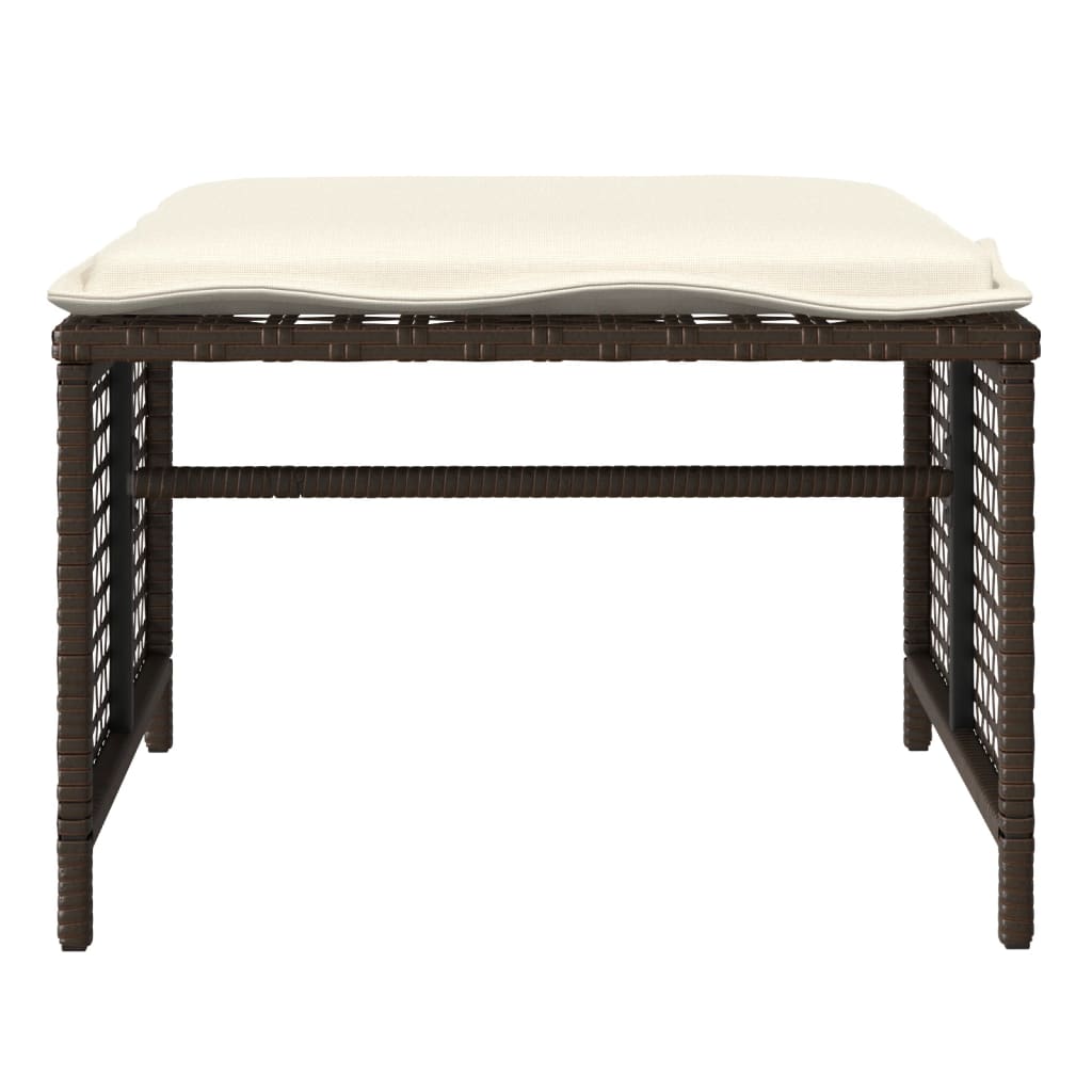 Set Divano da Giardino 4 pz Cuscini-Sofa da Giardino-Divanetto da esterno Marrone Polyrattan e Vetro