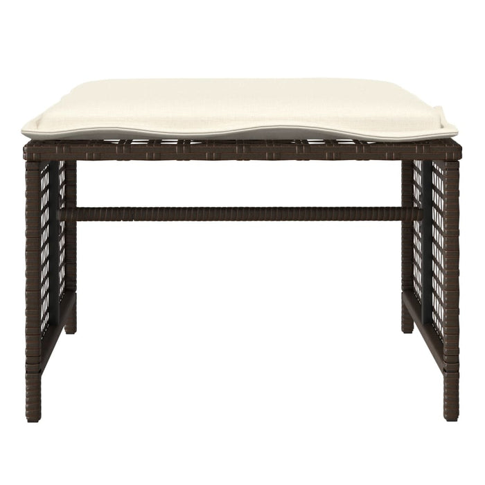 Set Divano da Giardino 4 pz Cuscini-Sofa da Giardino-Divanetto da esterno Marrone Polyrattan e Vetro