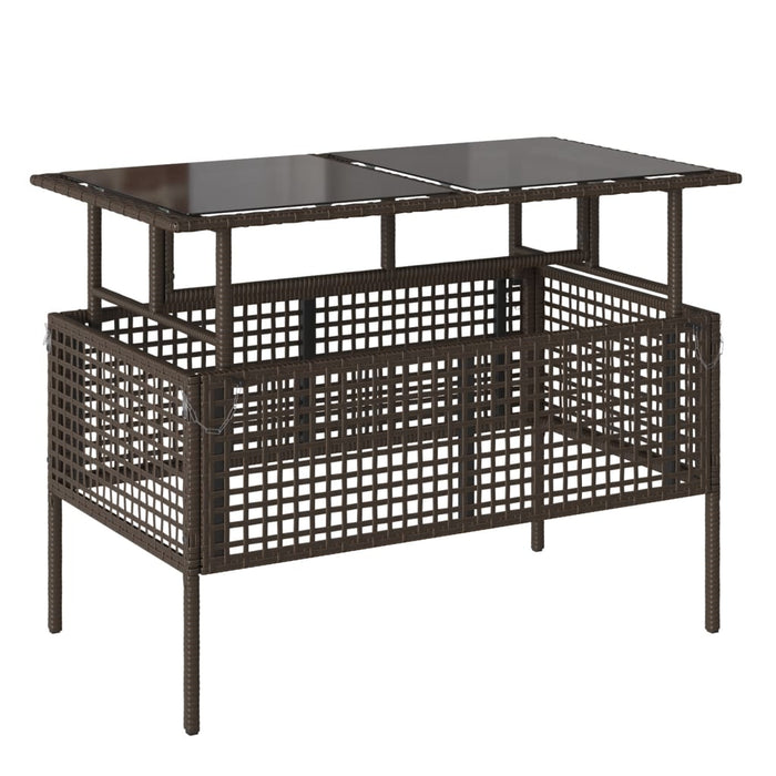 Set Divano da Giardino 4 pz Cuscini-Sofa da Giardino-Divanetto da esterno Marrone Polyrattan e Vetro