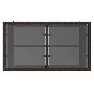 Set Divano da Giardino 4 pz Cuscini-Sofa da Giardino-Divanetto da esterno Marrone Polyrattan e Vetro