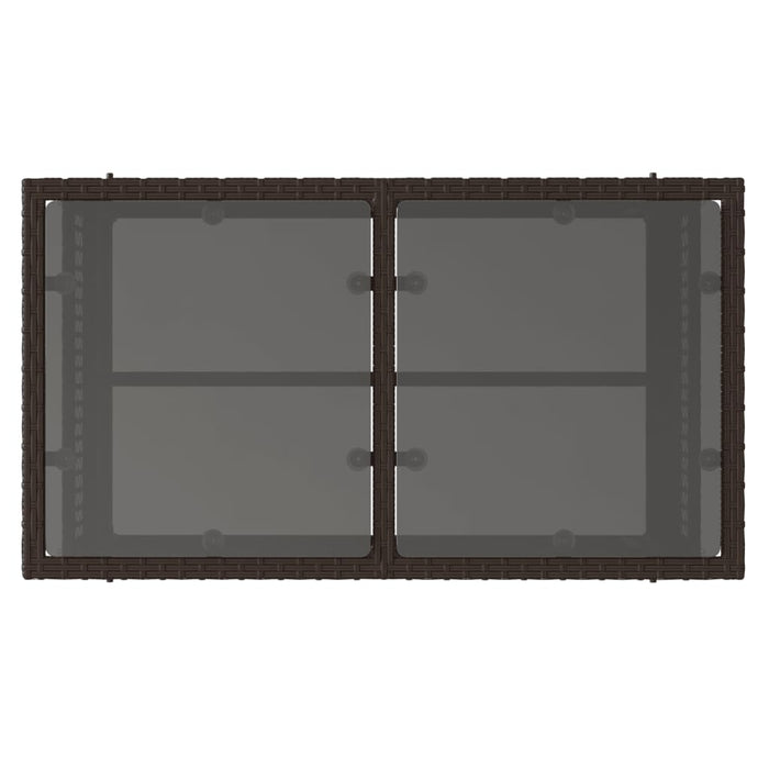 Set Divano da Giardino 4 pz Cuscini-Sofa da Giardino-Divanetto da esterno Marrone Polyrattan e Vetro