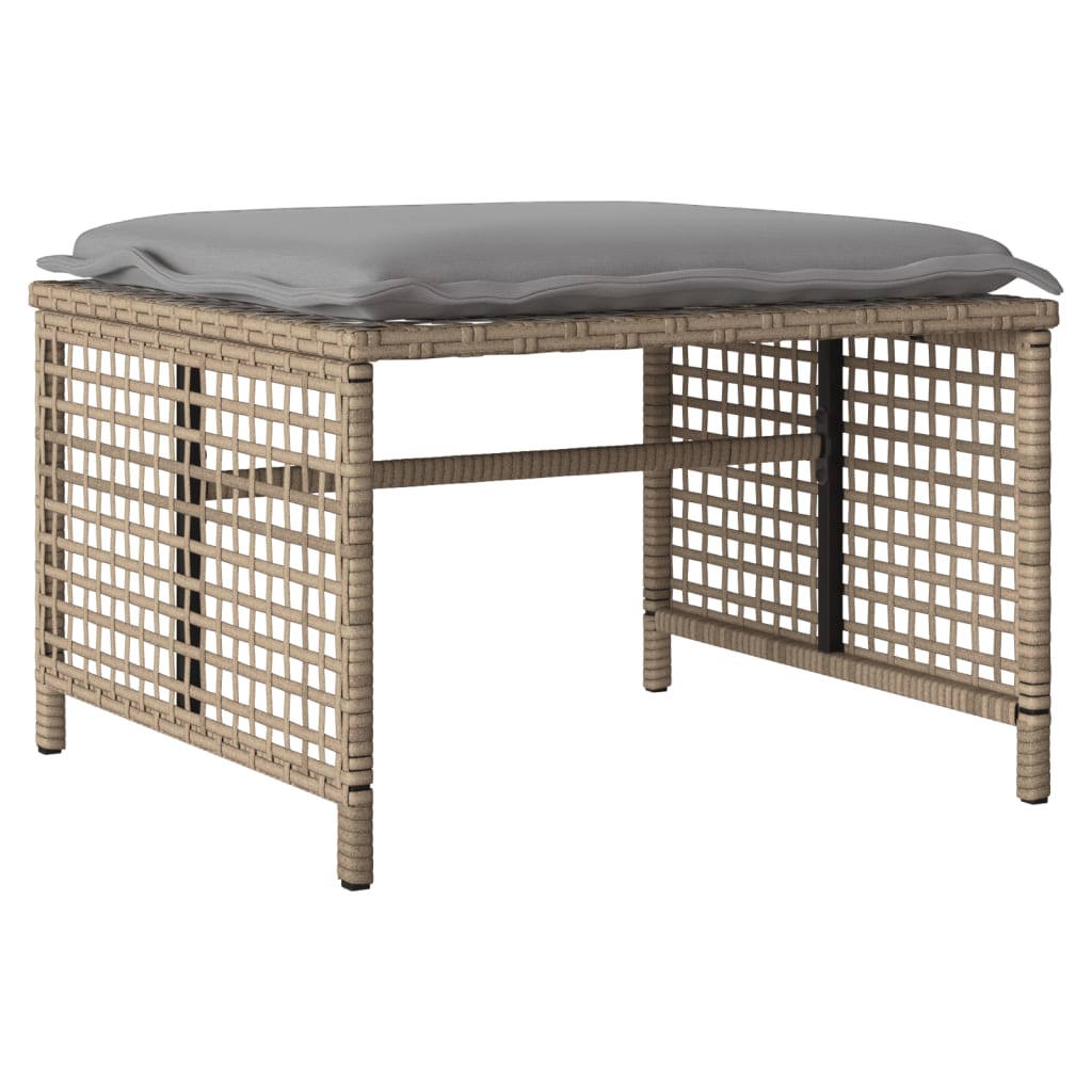 Set Divano da Giardino 4 pz con Cuscini-Sofa da Giardino-Divanetto da esterno Beige Polyrattan Vetro 468856