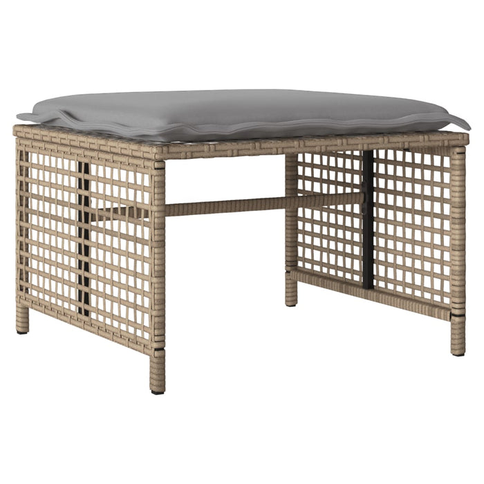 Set Divano da Giardino 4 pz con Cuscini-Sofa da Giardino-Divanetto da esterno Beige Polyrattan Vetro 468856