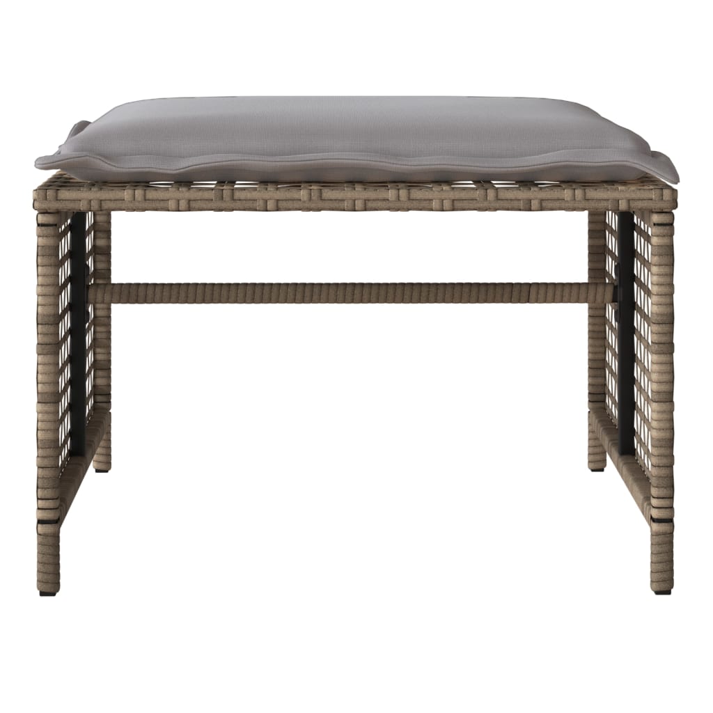 Set Divano da Giardino 4 pz con Cuscini-Sofa da Giardino-Divanetto da esterno Beige Polyrattan Vetro 468856