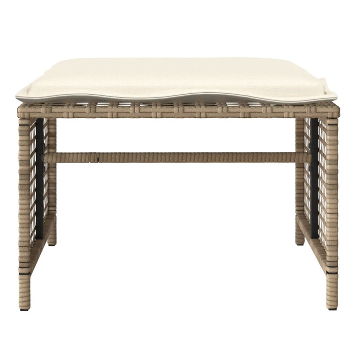 Set Divano da Giardino 4 pz con Cuscini Beige Polyrattan Vetro