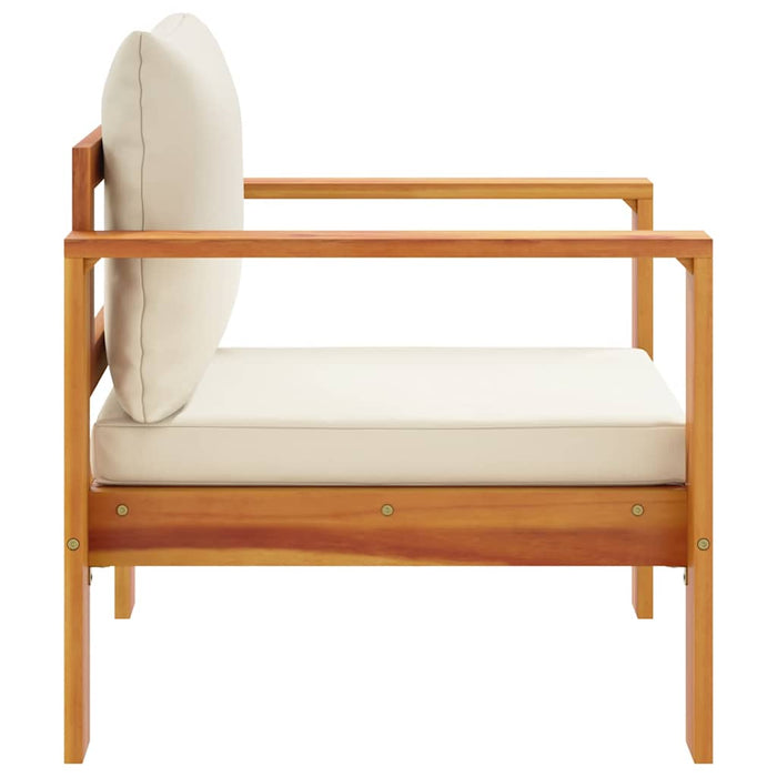 Sedia da Giardino con Cuscini in Legno Massello di Acacia