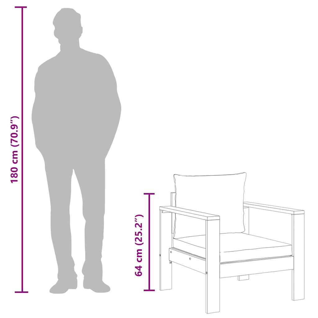 Sedia da Giardino con Cuscini in Legno Massello di Acacia 367621