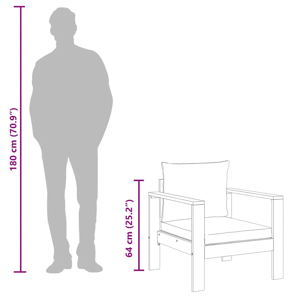 Sedia da Giardino con Cuscini in Legno Massello di Acacia 367627