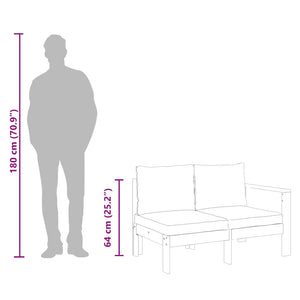 Divano Giardino con 1 Bracciolo 2 Posti Legno Massello Acacia 367630
