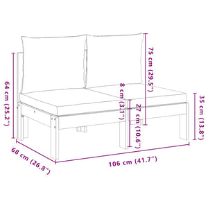 Divano Giardino Senza Braccioli Cuscini 2 Posti Massello Acacia