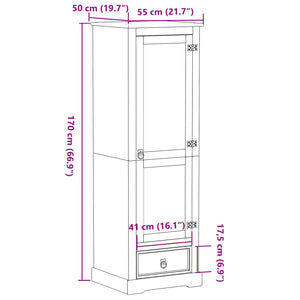 vidaXL Armadio Corona 55x50x170 cm in Legno Massello di Pino