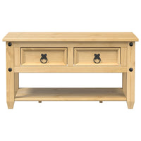 Tavolino con Cassetti Corona 85x50x45 cm Legno Massello di Pino