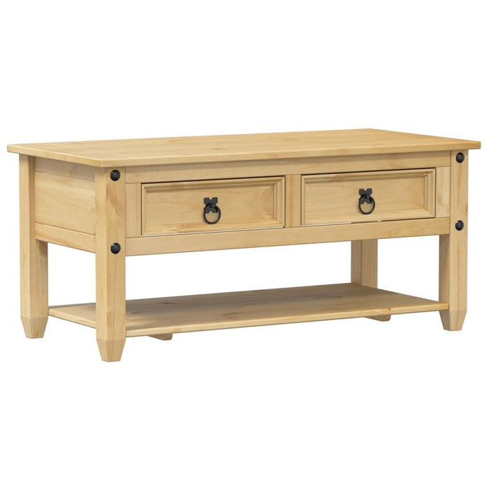Tavolino con Cassetti Corona 100x48x45cm Legno Massello di Pino 4002773