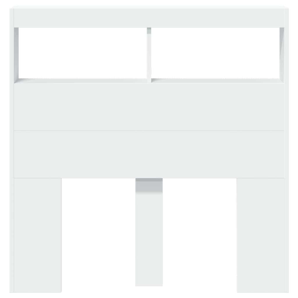 Testiera con Contenitore a LED-Testiera con Ripiani Bianca 100x17x102 cm