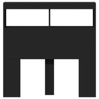 Testiera con Contenitore a LED-Testiera con Ripiani Nera 100x17x102 cm