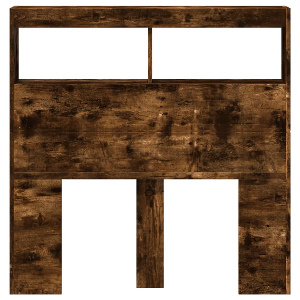 Testiera con Contenitore a LED Rovere Fumo 100x17x102 cm 839186