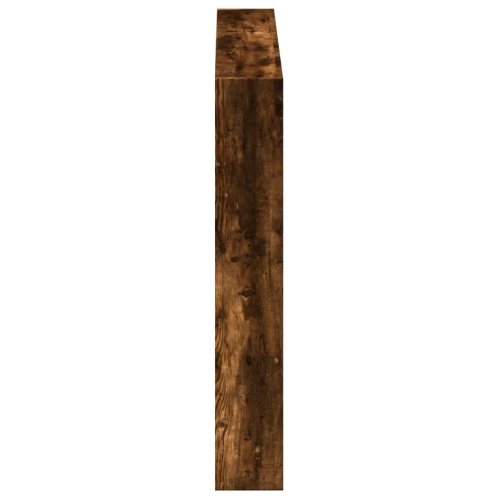 Testiera con Contenitore a LED-Testiera con Ripiani Rovere Fumo 100x17x102 cm