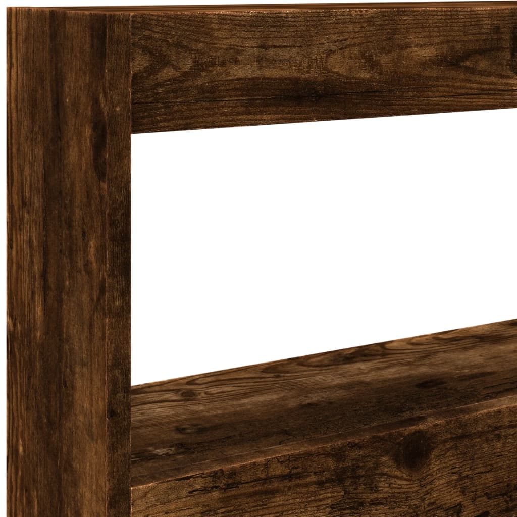 Testiera con Contenitore a LED-Testiera con Ripiani Rovere Fumo 100x17x102 cm