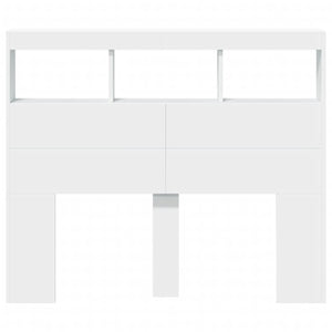 Testiera con Contenitore a LED Bianca 120x17x102 cm 839189