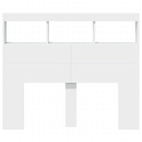 Testiera con Contenitore a LED Bianca 120x17x102 cm 839189