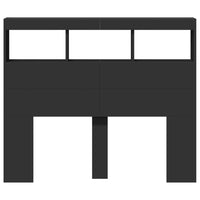 Testiera con Contenitore a LED-Testiera con Ripiani Nera 120x17x102 cm