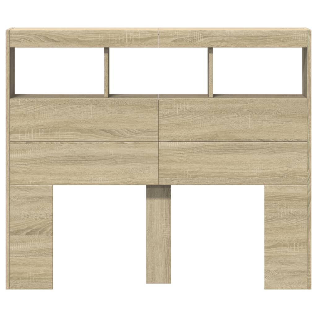 Testiera con Contenitore a LED Rovere Sonoma 120x17x102 cm 839191