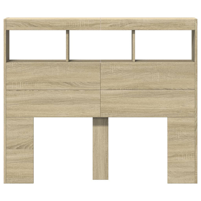 Testiera con Contenitore a LED Rovere Sonoma 120x17x102 cm 839191