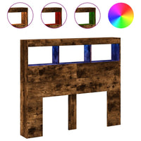 Testiera con Contenitore a LED Rovere Fumo 120x17x102 cm 839193