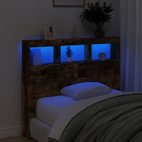 Testiera con Contenitore a LED Rovere Fumo 120x17x102 cm 839193