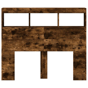 Testiera con Contenitore a LED Rovere Fumo 120x17x102 cm 839193