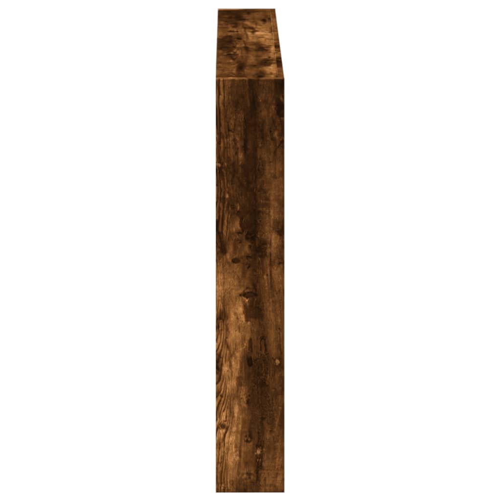 Testiera con Contenitore a LED-Testiera con Ripiani Rovere Fumo 120x17x102 cm