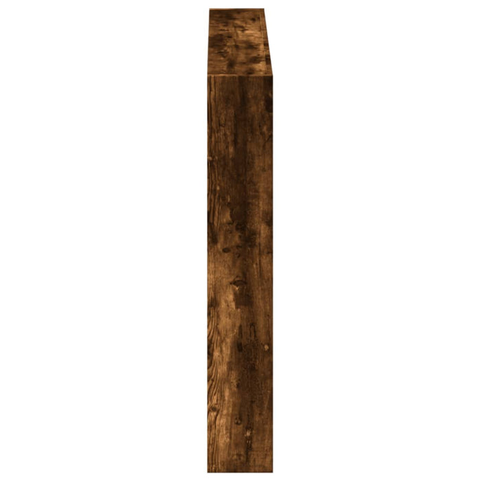 Testiera con Contenitore a LED-Testiera con Ripiani Rovere Fumo 120x17x102 cm