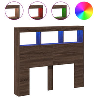 Testiera con Contenitore a LED-Testiera con Ripiani Rovere Marrone 120x17x102 cm