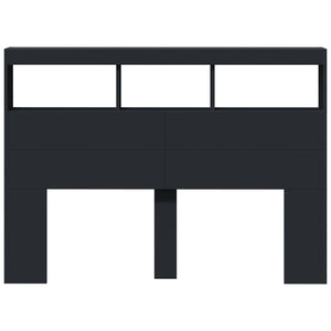 Testiera con Contenitore a LED Nera 140x17x102 cm 839197