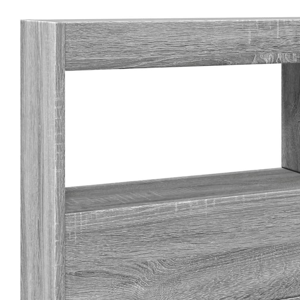 Testiera con Contenitore a LED Grigio Sonoma 140x17x102 cm