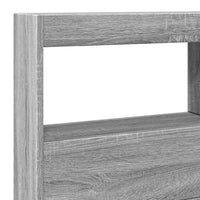 Testiera con Contenitore a LED-Testiera con Ripiani Grigio Sonoma 140x17x102 cm