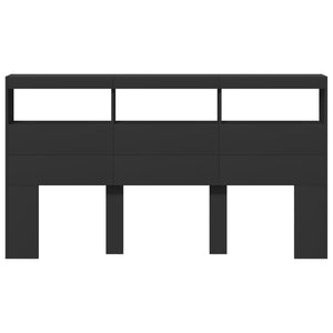 Testiera con Contenitore a LED Nera 180x17x102 cm