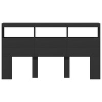 Testiera con Contenitore a LED Nera 180x17x102 cm 839211