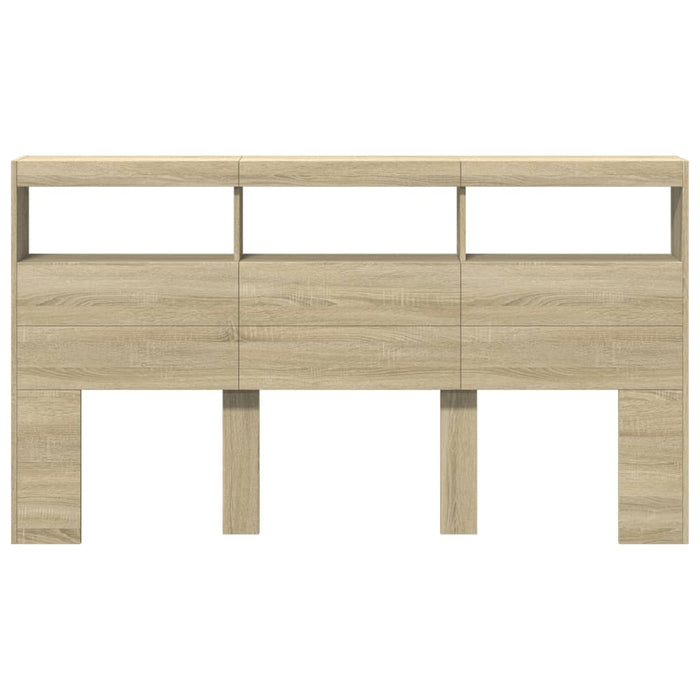 Testiera con Contenitore a LED Rovere Sonoma 180x17x102 cm 839212