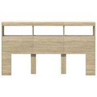 Testiera con Contenitore a LED-Testiera con Ripiani Rovere Sonoma 180x17x102 cm