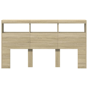 Testiera con Contenitore a LED-Testiera con Ripiani Rovere Sonoma 180x17x102 cm