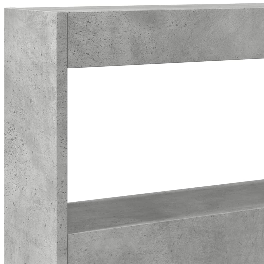 Testiera con Contenitore a LED-Testiera con Ripiani Grigio Cemento 180x17x102 cm